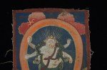 Antiker kleiner Thanka Tibet 6-Arm Buddha