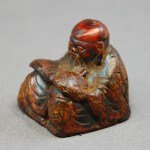 Antiker feinst geschnitzter Stempel / Seal in Bernstein