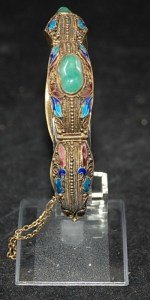 Antikes Armband Silber Jade Email