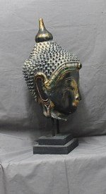 Antike feine Buddha Kopf Skulptur Shan Periode
