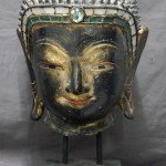 Antike feine Buddha Kopf Skulptur Shan Periode