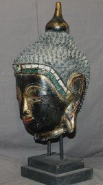 Antike feine Buddha Kopf Skulptur Shan Periode