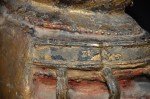 Seltener antiker Tempel Buddha Bronze vergoldet.Starke Patina
