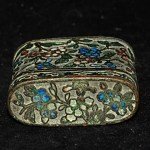 Antike kleine Opium Box mit feinem Cloisonne.