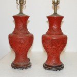 Paar Antike Cinnabar Laquer Lampen