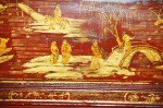 Antiker Hochzeitsschrank, lackiert rot & gold, Shanxi, Chinesische Ulme, Detailansicht
