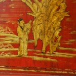 Antiker Hochzeitsschrank, lackiert rot & gold, Shanxi, Chinesische Ulme, Detailansicht