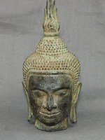 Antike Buddha Kopfskulptur Bronze vor 1800
