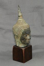 Antike Buddha Kopfskulptur Bronze vor 1800