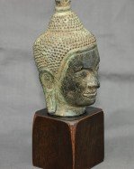 Antike Buddha Kopfskulptur Bronze vor 1800