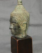 Antike Buddha Kopfskulptur Bronze vor 1800