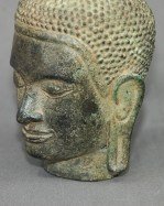 Antike Buddha Kopfskulptur Bronze vor 1800