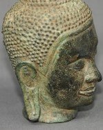 Antike Buddha Kopfskulptur Bronze vor 1800