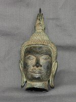 Antike Buddha Kopfskulptur Bronze vor 1800