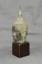 Antike Buddha Kopfskulptur Bronze vor 1800
