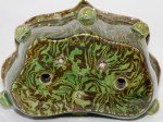 Antike seltene kleine Pillow grün Marbeled  Keramik