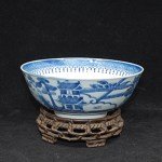 Antike Schale / Bowl B&W bemalt mit Landschaft