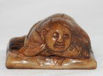 Antiker Stempel / Seal Tierhorn mit Human und Fisch