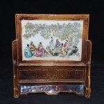 Antikes feines Tischbild in Porzellan " Seven Sages "