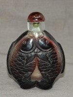 Antike Snuff Bottle Peking Glas Fische