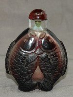 Antike Snuff Bottle Peking Glas Fische