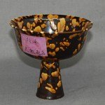 Feine Jizhou Kiln Stem Bowl mit Tortoiseshell Glasur