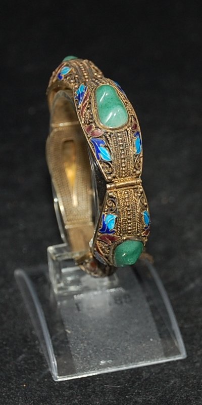 Antikes Armband Silber Jade Email