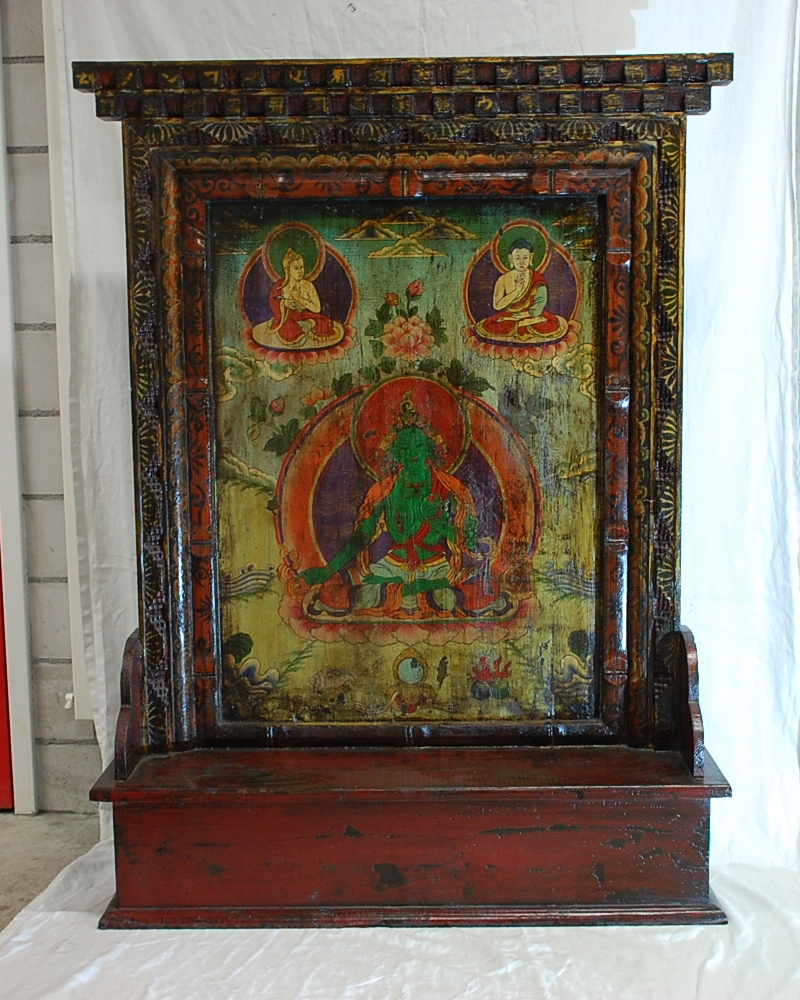 Antikes Buddhahaus - Altar Tibet Grüne Tara