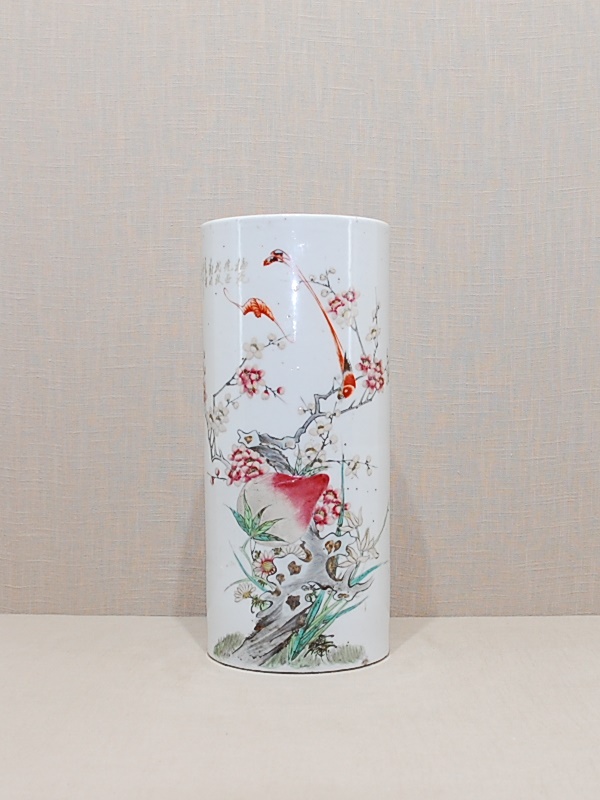 Antiker Famille Rose Hat Stand mit Poem