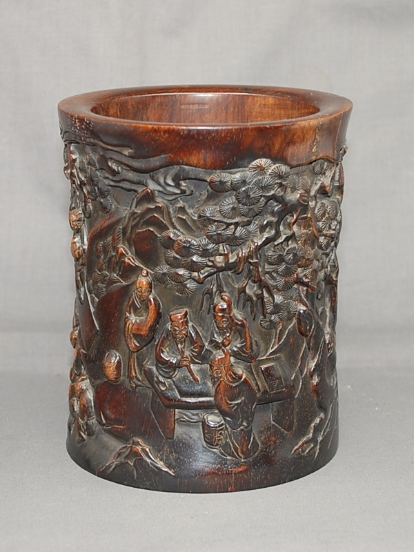 Antiker Pinselbecher / Brushpot in Huang Huali