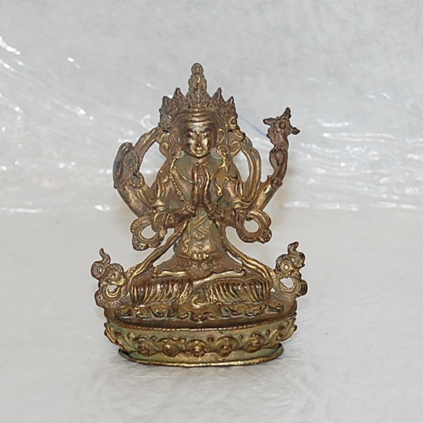 Kleiner antiker 4-Arm Buddha Tibet