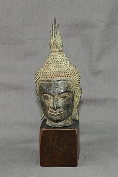 Antike Buddha Kopfskulptur Bronze vor 1800