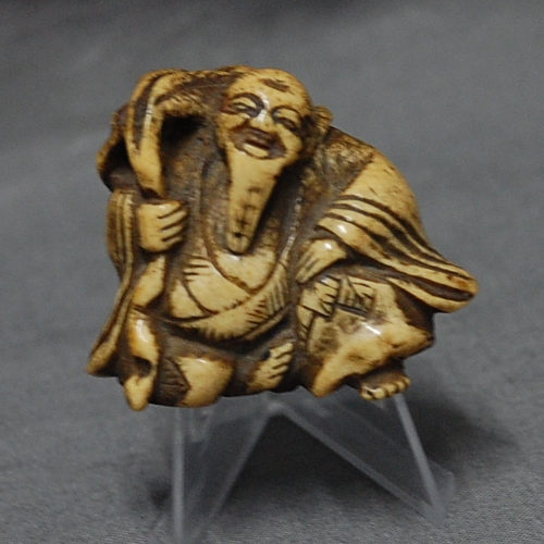 Antikes Netsuke Alter Mann mit Kalebasse
