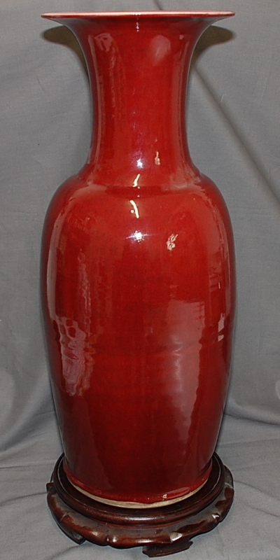 Antike grosse Oxblood Vase frühe Qing Dynastie mit Stand