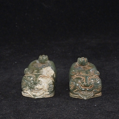 Antikes Paar Behälter Hetian Jade Schuhe