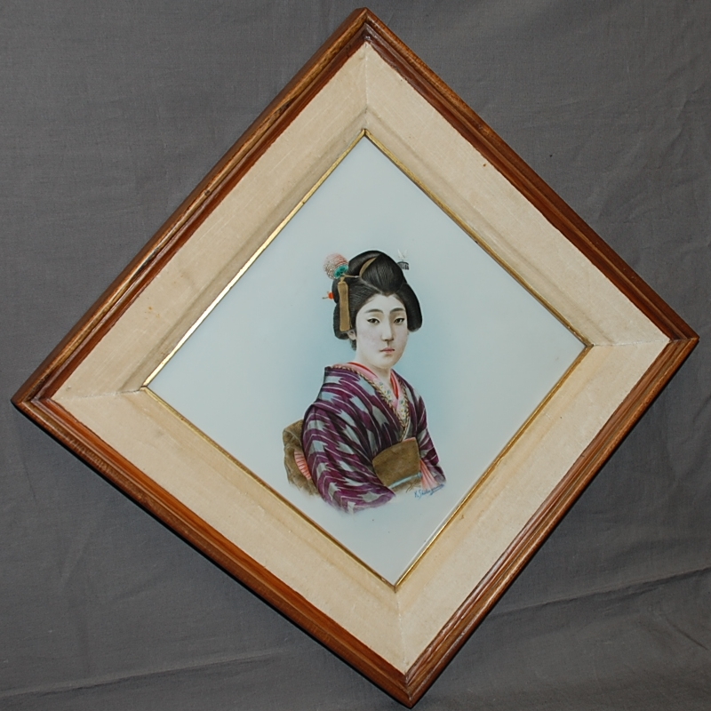 Antikes signiertes Portrait einer Frau 