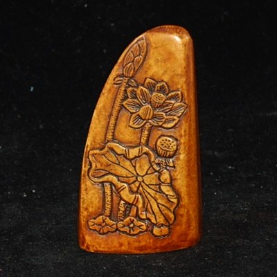 Feiner Stempel / Seal mit Lotos und Poem