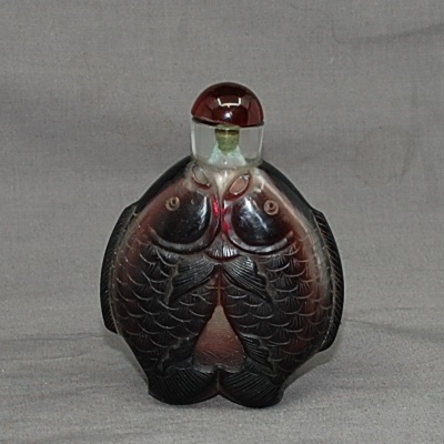 Antike Snuff Bottle Peking Glas Fische